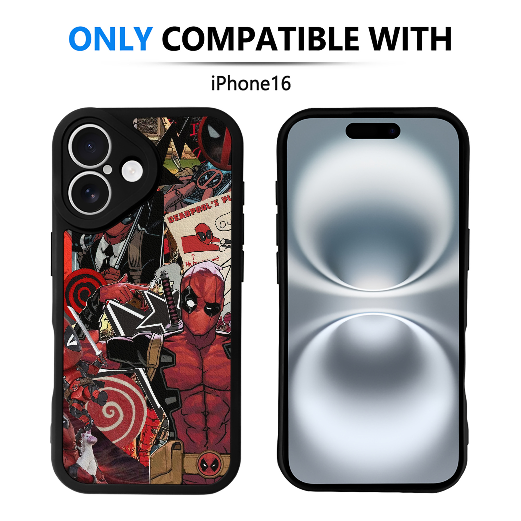 （画像用） Deadpool デッドプール 【iPhone 16シリーズ対応】シリコンスマホケース（レザー調） 材質：シリコン